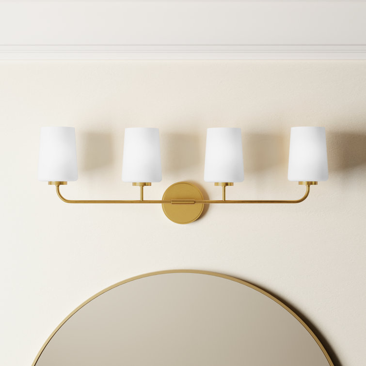 Heritage Brass 4-Light Vanity with Etched Opal Shades