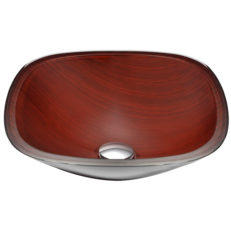 Vonu 16.1'' Rich Timber Glass Square Vessel Sink