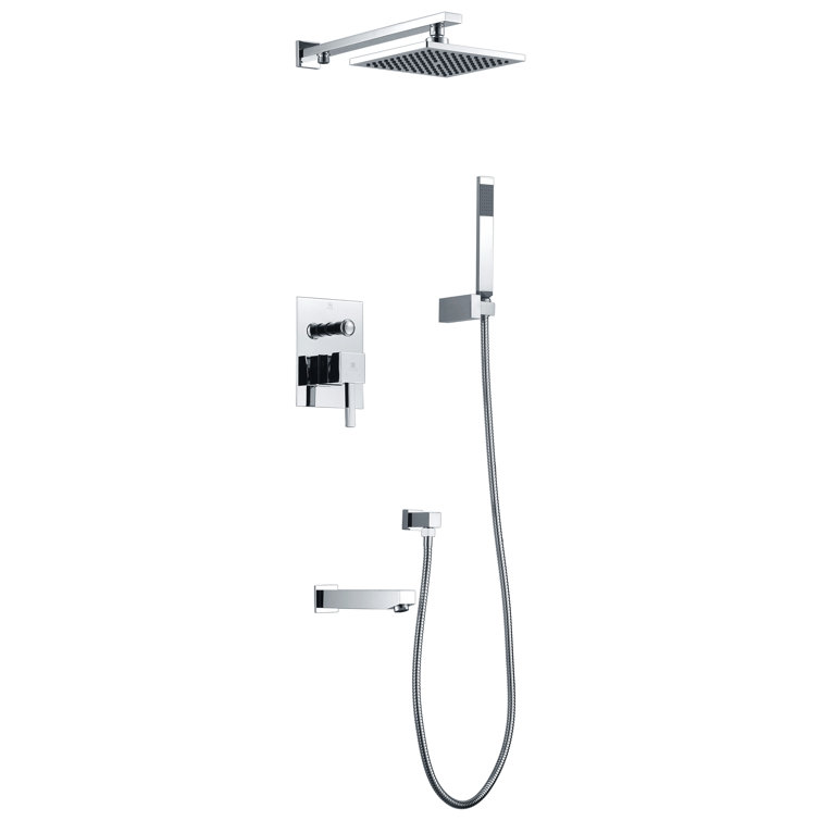 Polished Chrome Wall Mounted Rain Shower Faucet Set