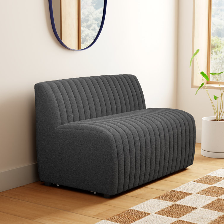 Fiqa Charcoal Tufted Polyester Bench with Block Feet