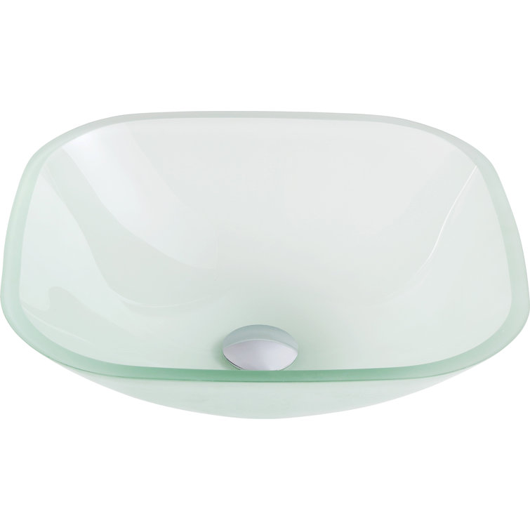 Victor 16.5'' Frosted Glass Square Above-Counter Bathroom Sink