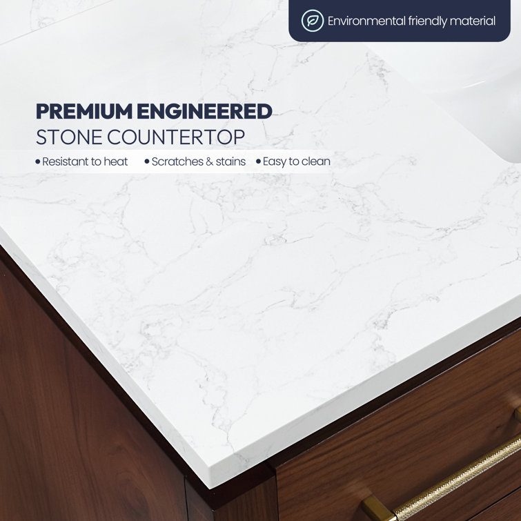San 36'' Walnut and White Single Bathroom Vanity