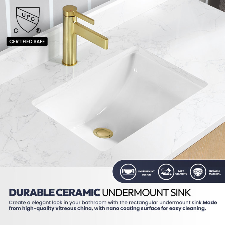 San 42'' Washed Ash Gray Single Bathroom Vanity with Gold Hardware
