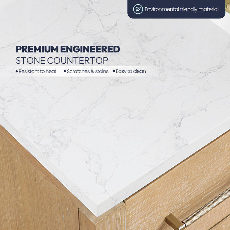 San 42'' Washed Ash Gray Single Bathroom Vanity with Gold Hardware