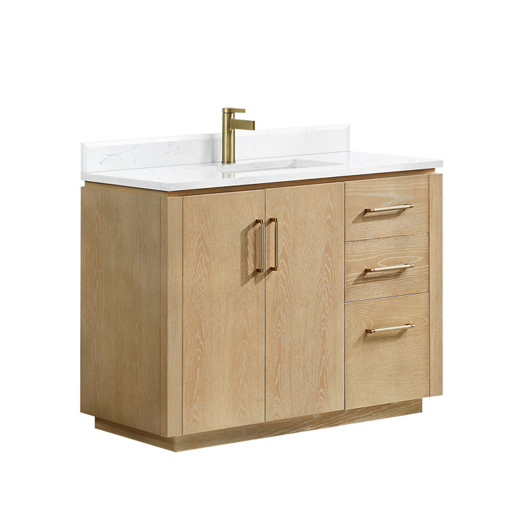 San 42'' Washed Ash Gray Single Bathroom Vanity with Gold Hardware