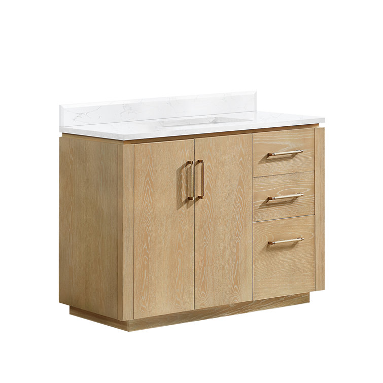 San 42'' Washed Ash Gray Single Bathroom Vanity with Gold Hardware