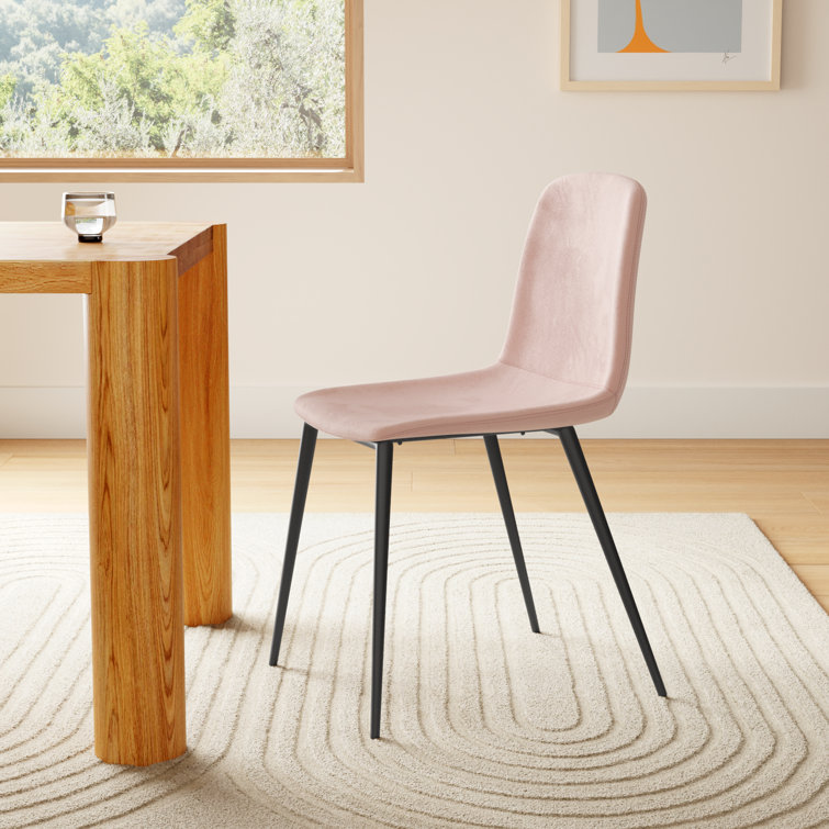 Blush Velvet Upholstered Metal Frame Side Chair Set
