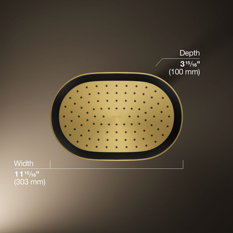 Vibrant Brushed Brass Oval Rain Shower Head with Adjustable Spray
