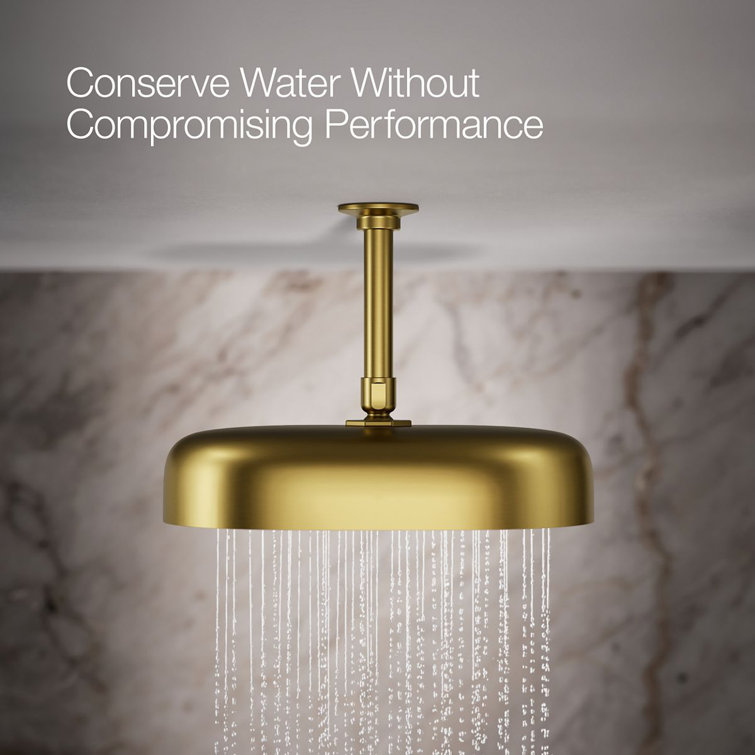 Vibrant Brushed Brass Oval Rain Shower Head with Adjustable Spray