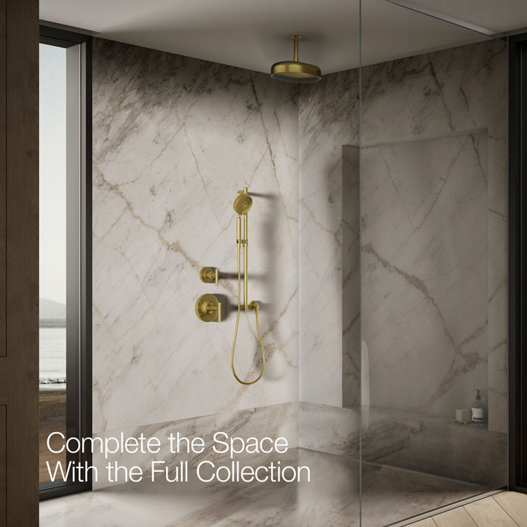 Vibrant Brushed Brass Oval Rain Shower Head with Adjustable Spray