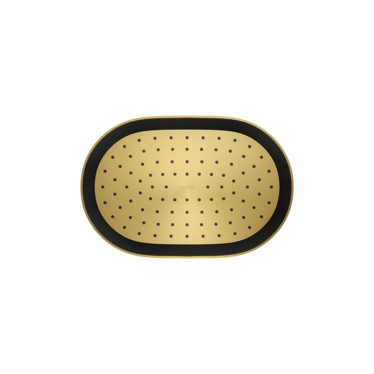 Vibrant Brushed Brass Oval Rain Shower Head with Adjustable Spray