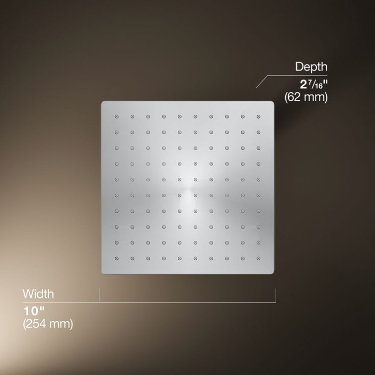 Polished Chrome 10" Square Rain Showerhead