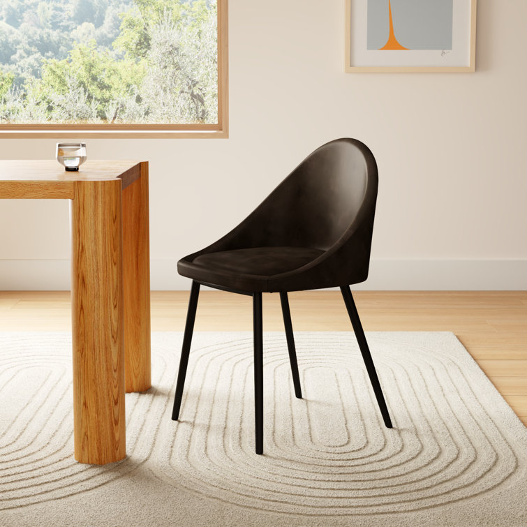 Tobacco Faux Leather Low Back Metal Side Chair Set