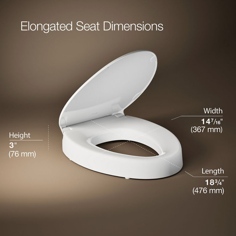 Hyten White Elevated Elongated Quiet-Close Toilet Seat