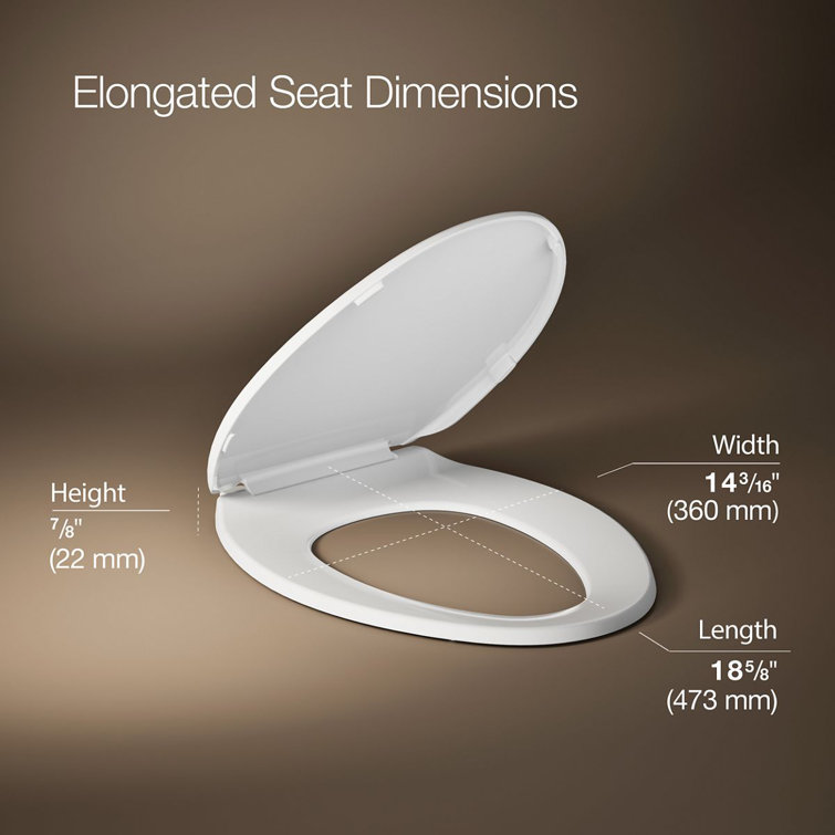 White Elongated Toilet Seat with Quick-Release Hinges