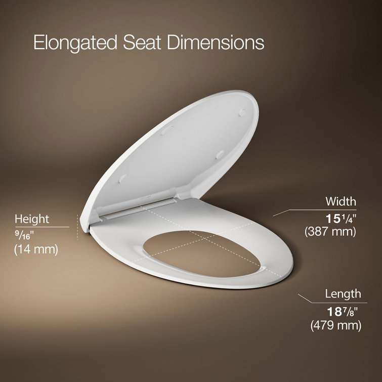 White Thermoset Plastic Quiet-Close Elongated Toilet Seat