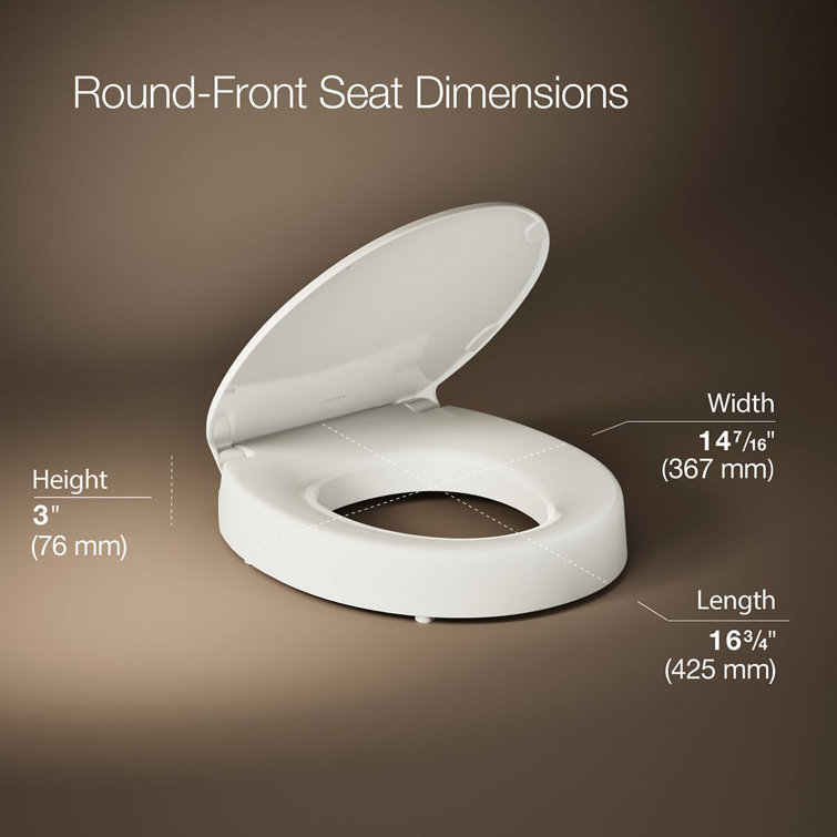 Biscuit Round Elevated Plastic Toilet Seat with Quiet-Close Lid