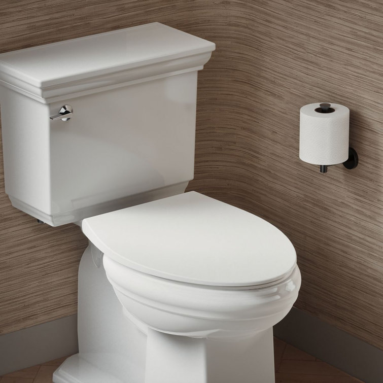 White Thermoset Plastic Quiet-Close Elongated Toilet Seat