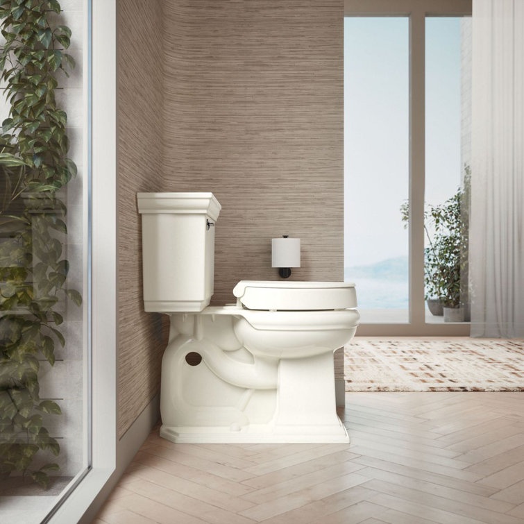 Biscuit Round Elevated Plastic Toilet Seat with Quiet-Close Lid