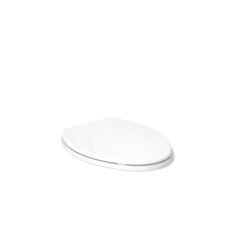 White Elongated Toilet Seat with Quick-Release Hinges