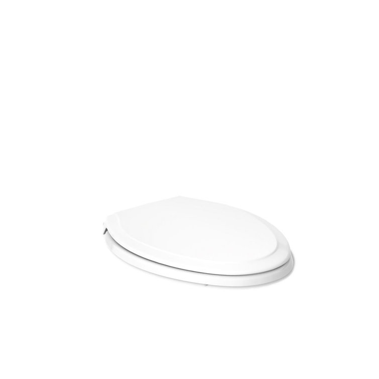 White Elongated Quiet-Close Toilet Seat with Grip-Tight Bumpers