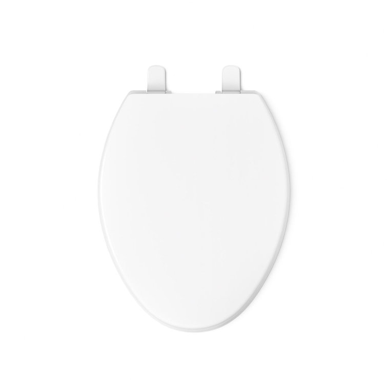 White Elongated Toilet Seat with Quick-Release Hinges