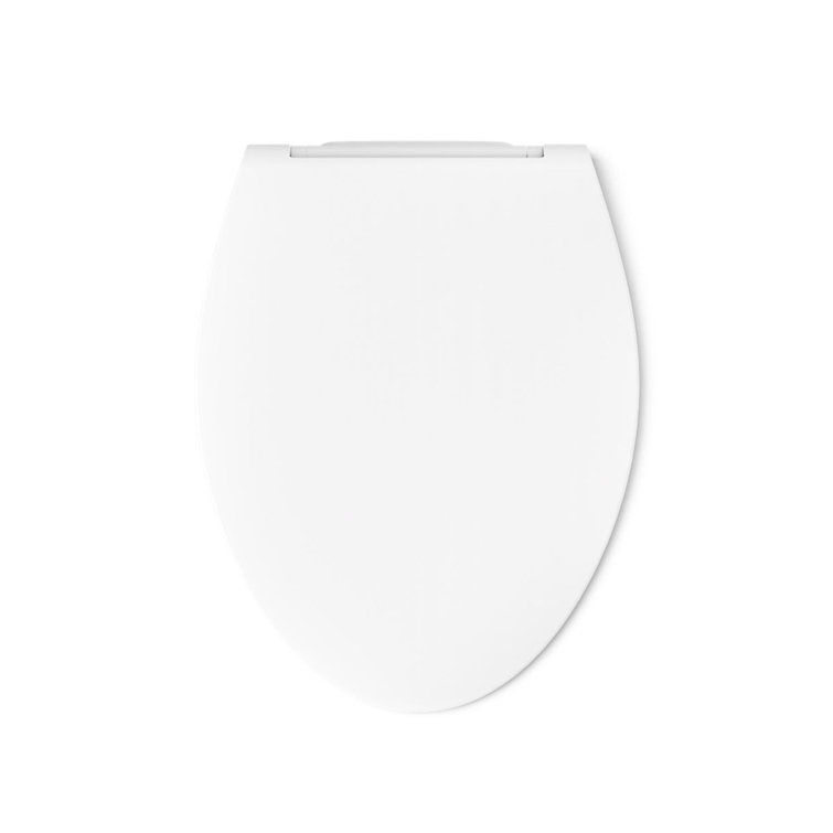 White Thermoset Plastic Quiet-Close Elongated Toilet Seat
