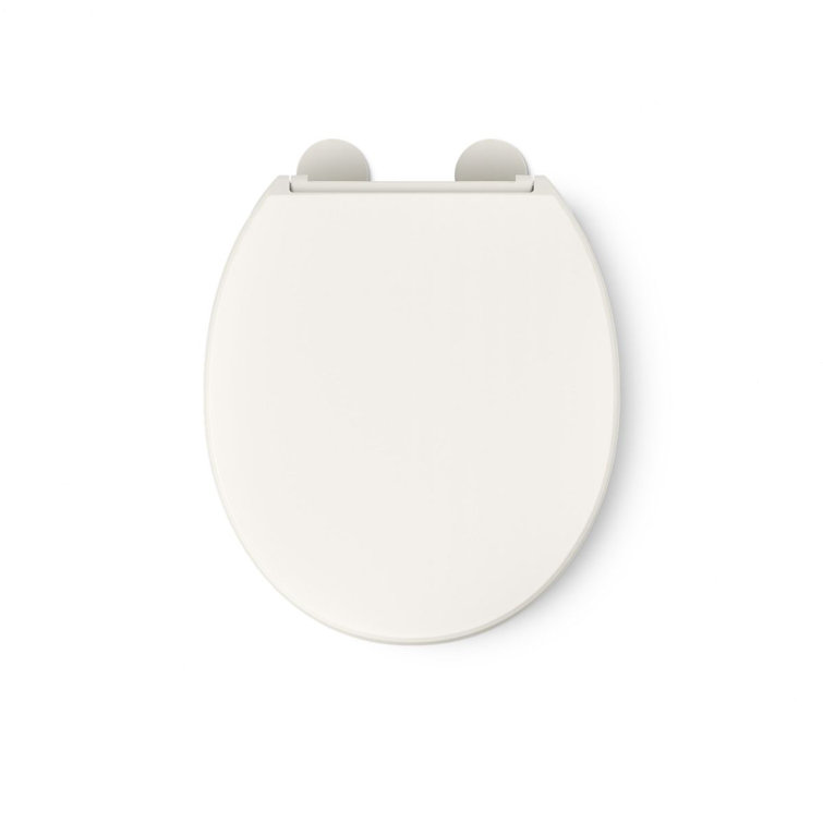 Biscuit Round Elevated Plastic Toilet Seat with Quiet-Close Lid