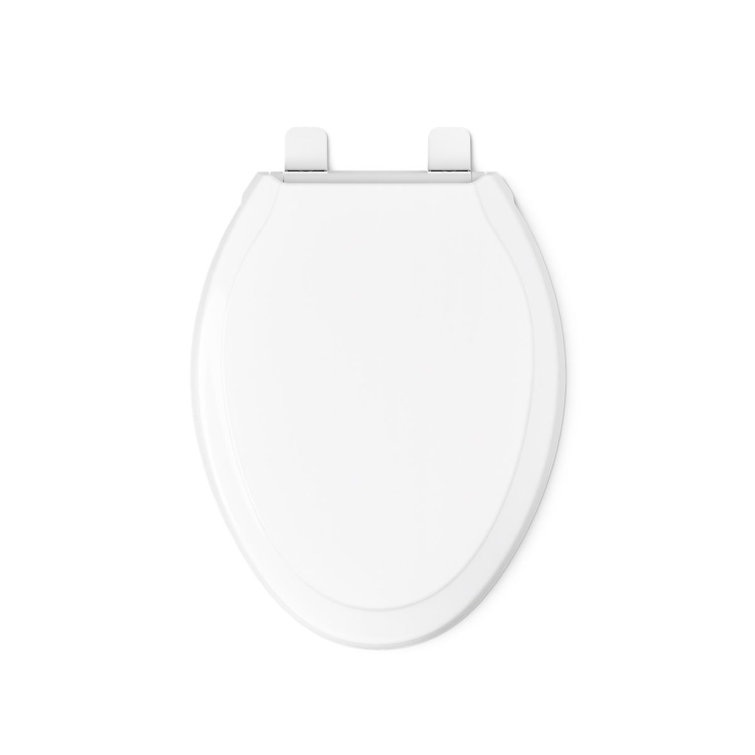 White Elongated Quiet-Close Toilet Seat with Grip-Tight Bumpers