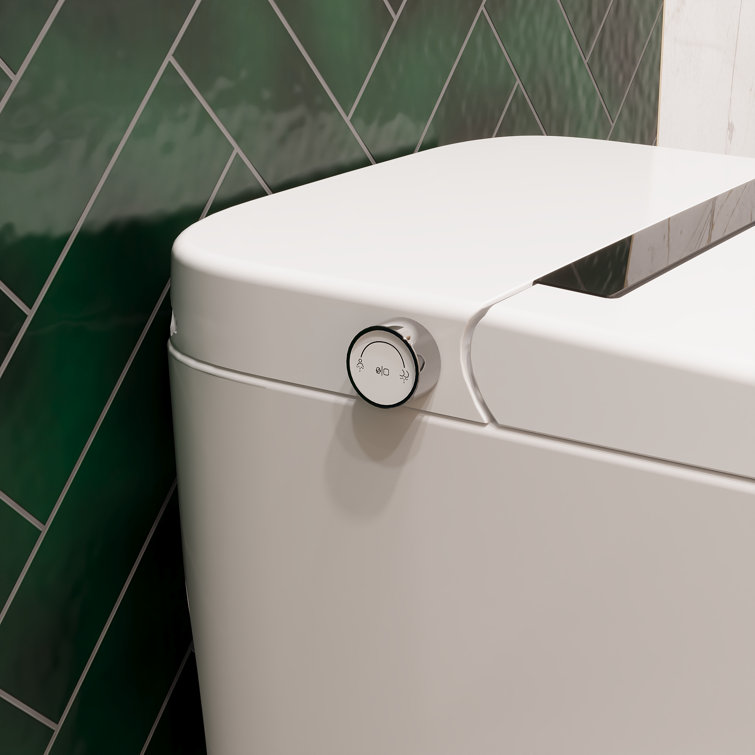 White Elongated Smart Toilet with Heated Seat and Dryer