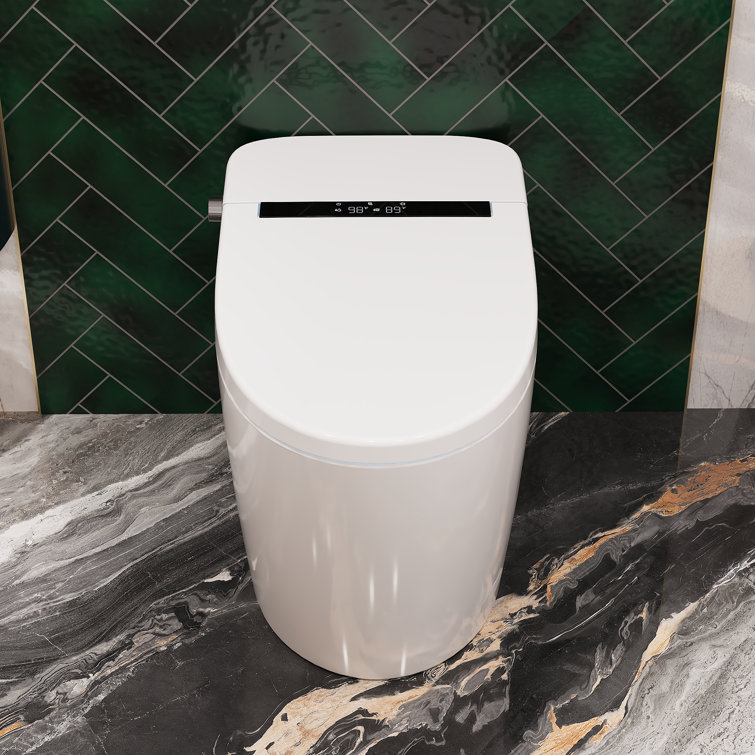 White Elongated Smart Toilet with Heated Seat and Dryer