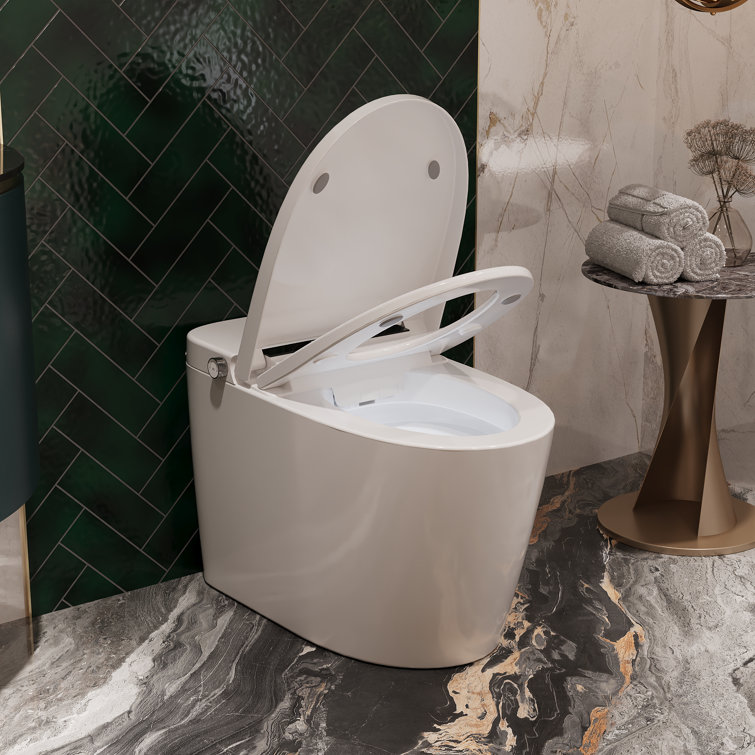 White Elongated Smart Toilet with Heated Seat and Dryer