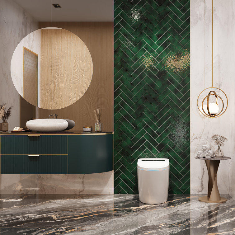 White Elongated Smart Toilet with Heated Seat and Dryer
