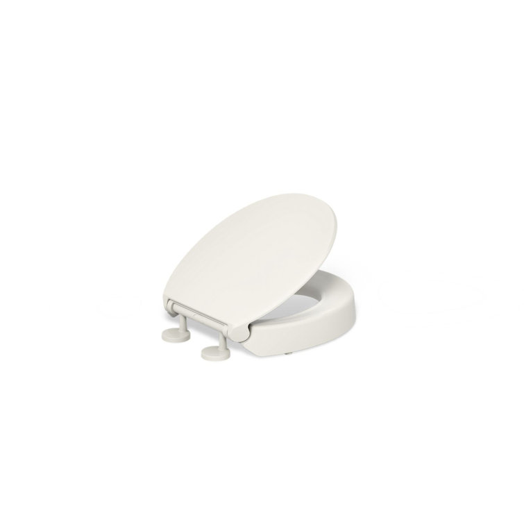Biscuit Round Elevated Plastic Toilet Seat with Quiet-Close Lid