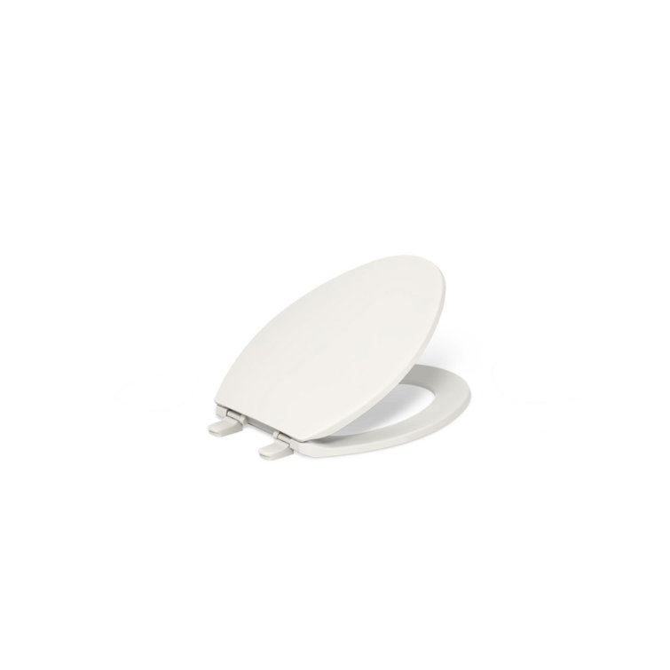 Biscuit Elongated Polypropylene Toilet Seat with Quick-Release Hinges