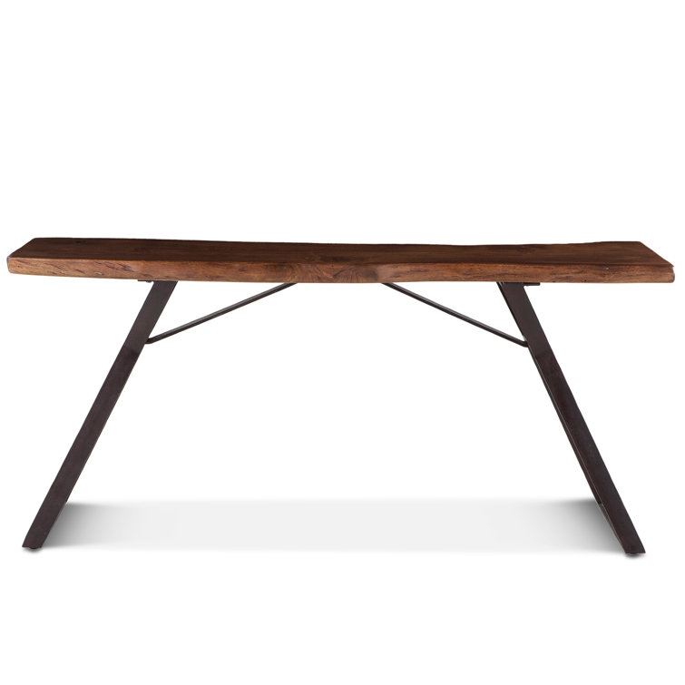 Nottingham Acacia Walnut Console Table with Distressed Metal Base