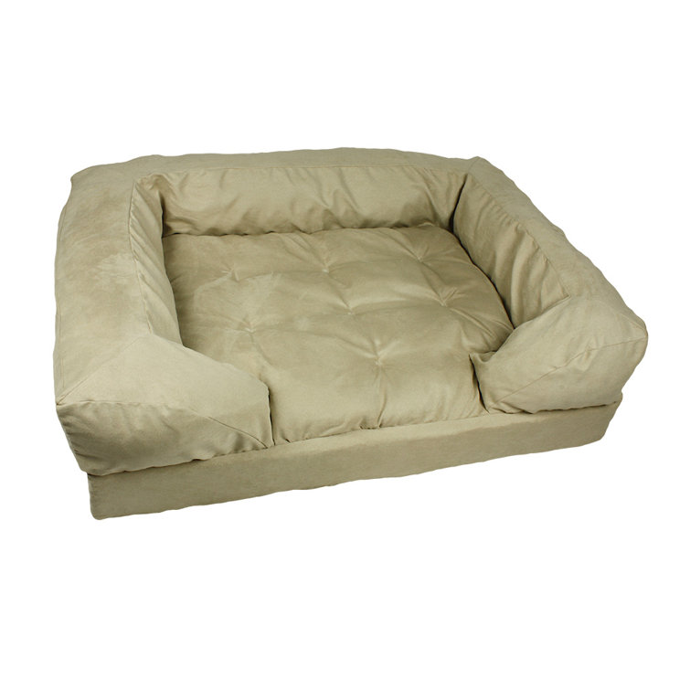 Medium Orthopedic Buckskin Suede Bolster Dog Sofa