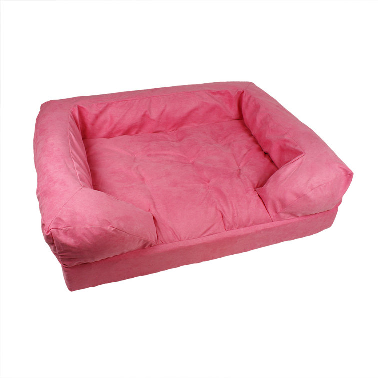 Medium Orthopedic Buckskin Suede Bolster Dog Sofa
