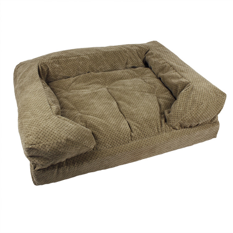 Medium Orthopedic Buckskin Suede Bolster Dog Sofa