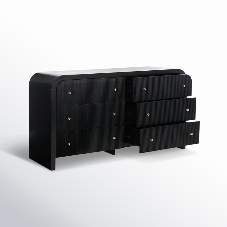 Liabella Black and Gold 6-Drawer Double Dresser