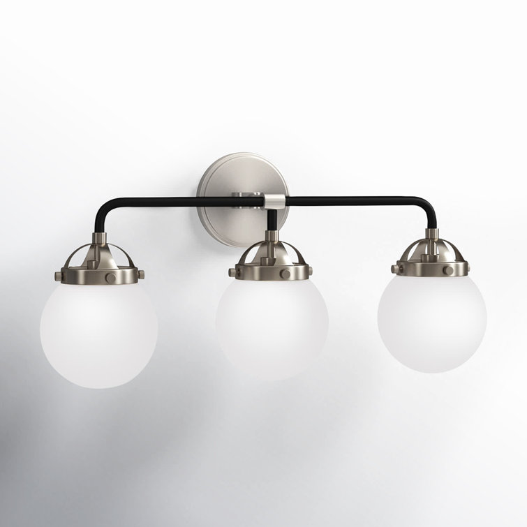 Brushed Nickel 3-Light Vanity with Etched Glass Shades