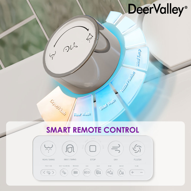 White Elongated Smart Toilet with Heated Seat and Dryer
