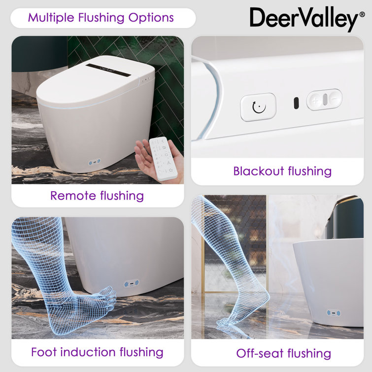 White Elongated Smart Toilet with Heated Seat and Dryer