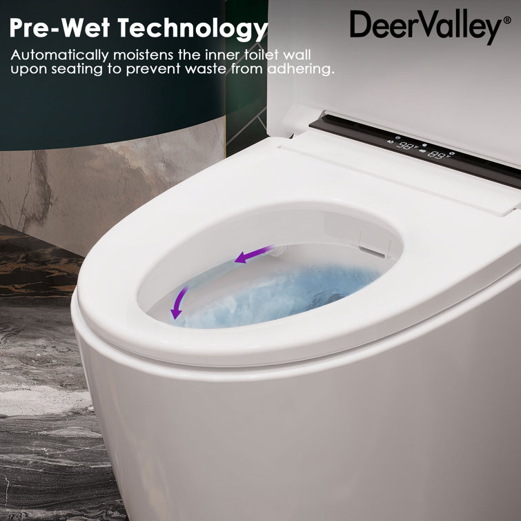 White Elongated Smart Toilet with Heated Seat and Dryer