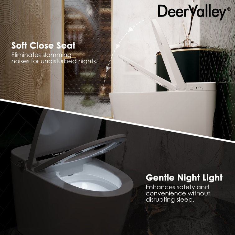 White Elongated Smart Toilet with Heated Seat and Dryer