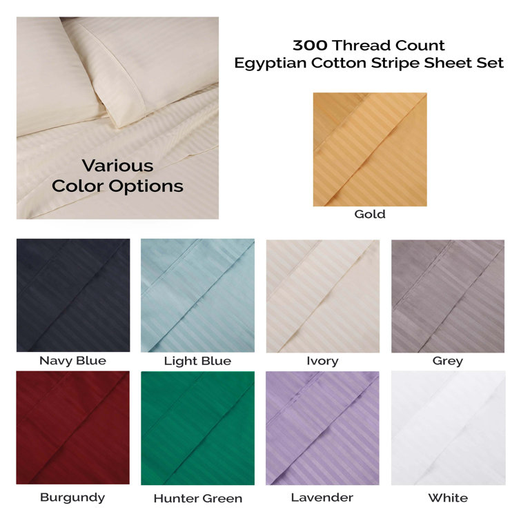 Gold Twin XL Egyptian Cotton Striped Sheet Set