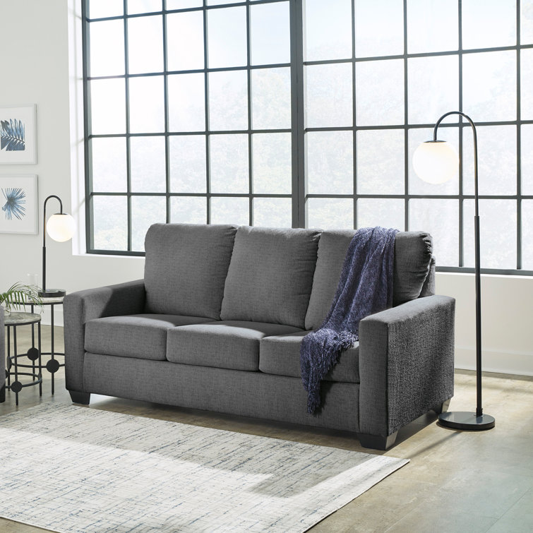 Pewter Full Memory Foam Sleeper Sofa with Removable Cushions