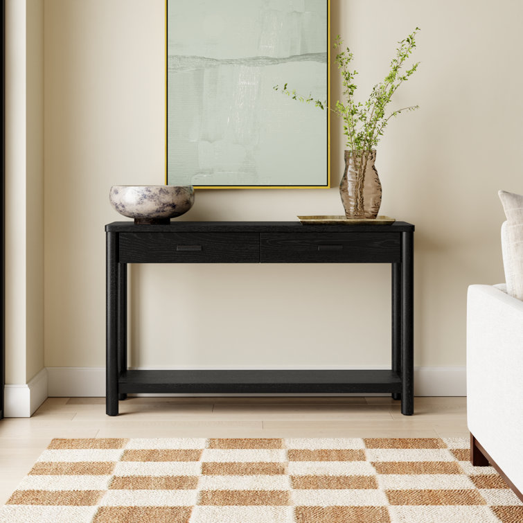 Jaylessa Black Wood and Metal Console Table with Storage
