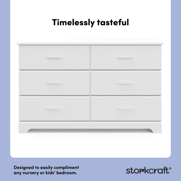 Brookside White 6-Drawer Nursery Double Dresser - GREENGUARD Certified