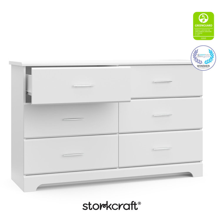 Brookside White 6-Drawer Nursery Double Dresser - GREENGUARD Certified